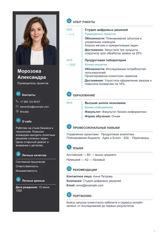 Шаблон резюме «Солидный»
