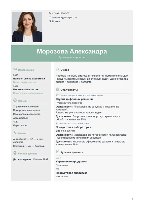 Шаблон резюме «Оригинальный»